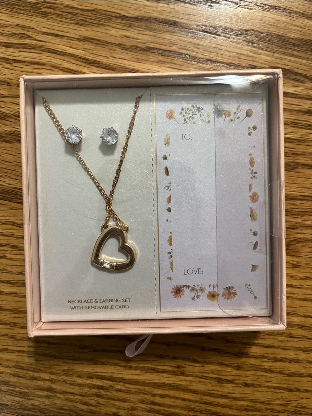 Gold Color Heart Pendant Necklace and Stud Earrings - Women's Fashion Jewelry